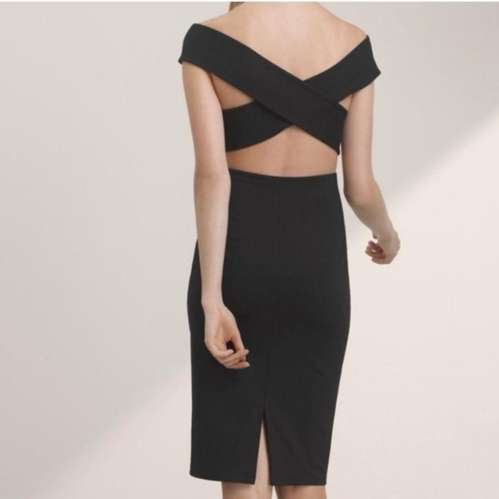 Aritzia Talula Varndell Cross Back Women's Bodycon Mini Black Dress Size Large - Picture 3 of 10